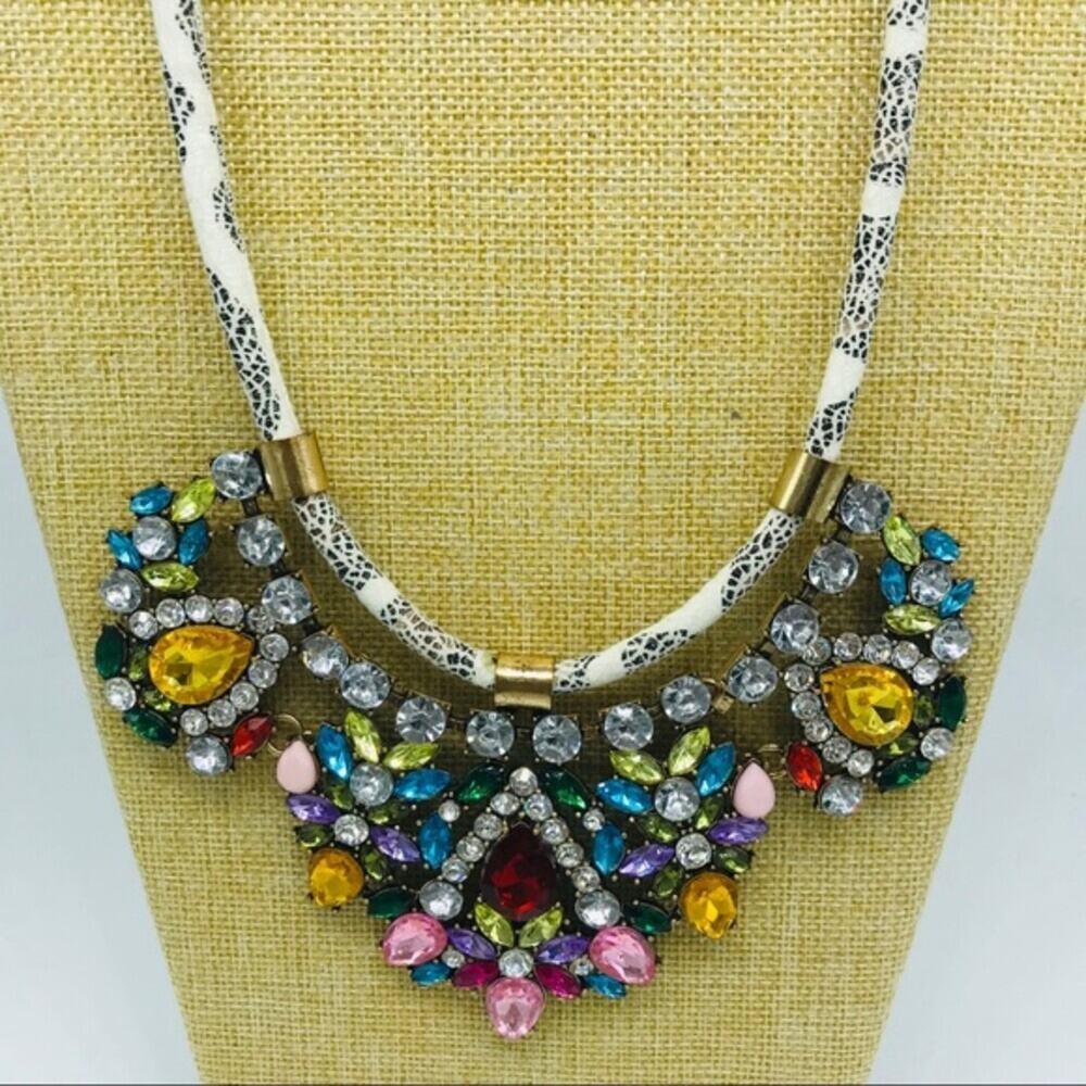 Stunning Multicolored Statement Necklace on Cord